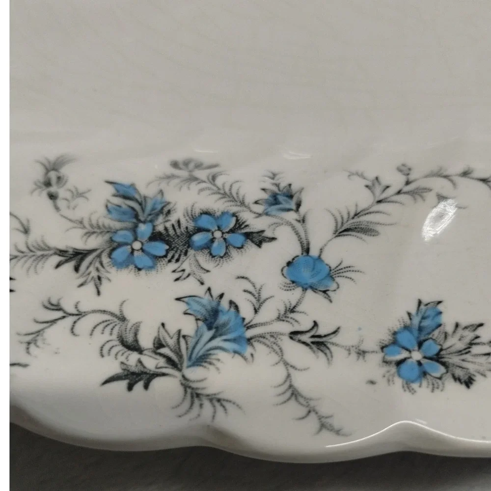 Myott Forget Me Not Blue Floral Oval Platter England Staffordshire Ware‎